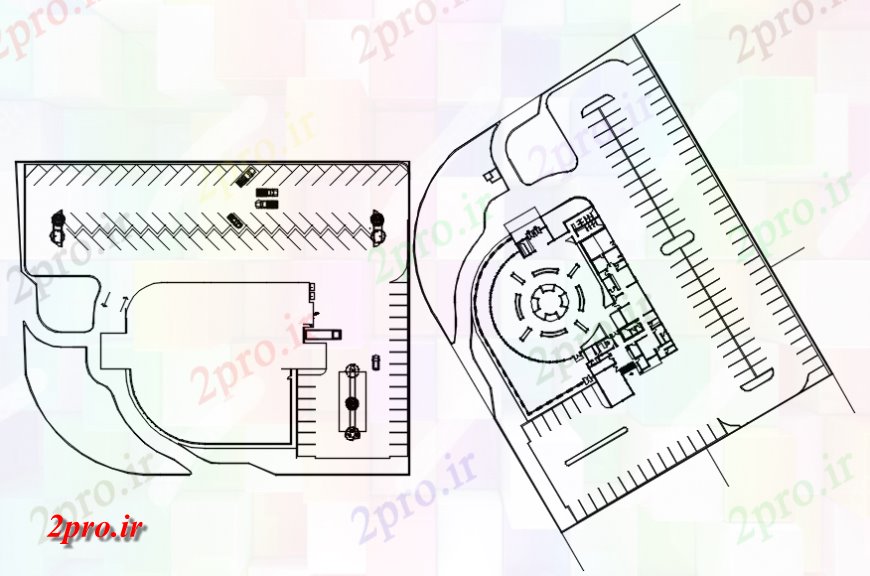 دانلود نقشه هتل - رستوران - اقامتگاه طرحی پارکینگ با مساحت هتل 88 در 111 متر (کد113968)