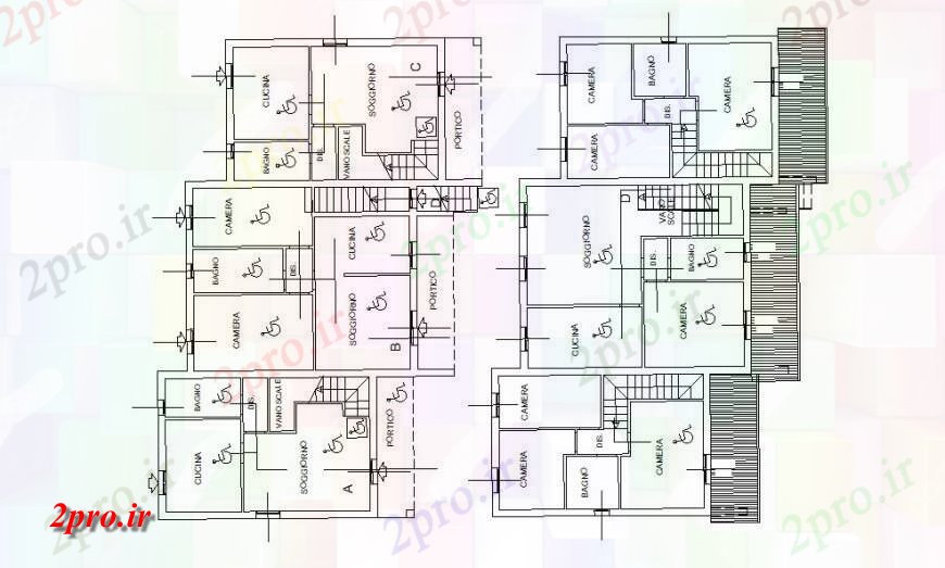 دانلود نقشه مسکونی ، ویلایی ، آپارتمان طراحی معماری طراحی جزئیات از دوقلو های مسکونی خانه 13 در 20 متر (کد113976)