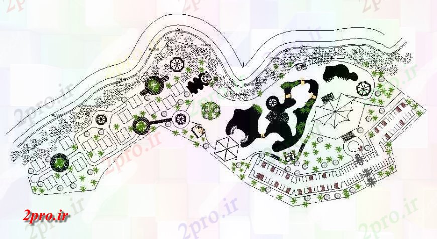 دانلود نقشه باغ شهرستان های محلی پارک سبز محوطه سازی ساختار طراحی جزئیات 22 در 30 متر (کد113987)