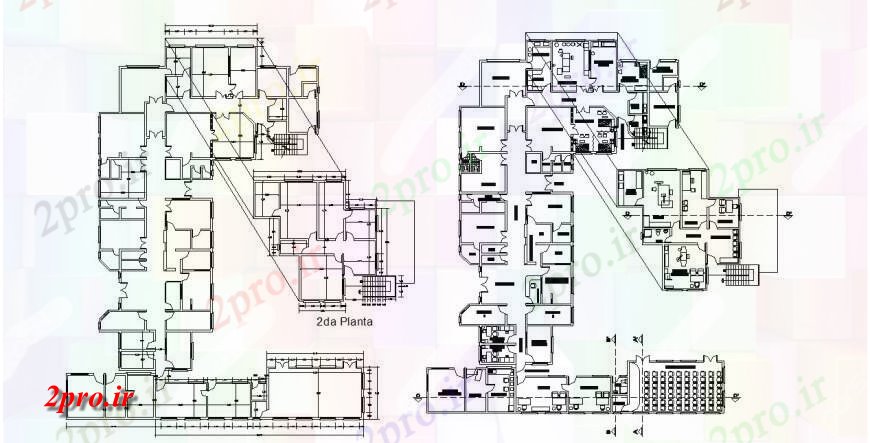 دانلود نقشه ساختمان اداری - تجاری - صنعتی طبقه دوم از طرحی دفتر شرکت طرحی و برنامه فریم  (کد114004)