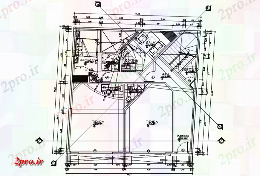 دانلود نقشه مسکونی ، ویلایی ، آپارتمان مسکن دیدگاه معماری طرحی در اتوکد 11 در 11 متر (کد114041)