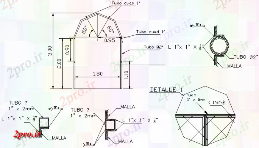 دانلود نقشه طراحی جزئیات ساختار جزئیات ساختاری درب و مش با جزئیات (کد114056)