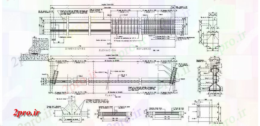 دانلود نقشه طراحی جزئیات تقویت کننده آرمه نما trabe، بخش و  ساخت و ساز طراحی جزئیات  (کد114094)