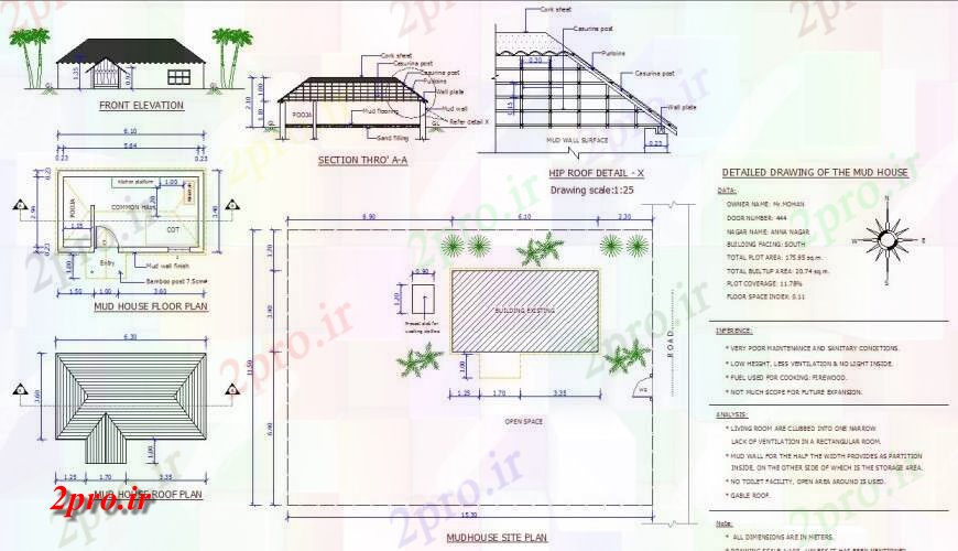 دانلود نقشه مسکونی ، ویلایی ، آپارتمان پنت جزئیات خانه سقف 3 در 6 متر (کد114111)