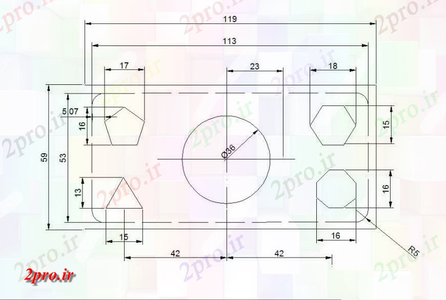 دانلود نقشه بلوک ، آرام ، نماد هندسی شکل جزئیات دو بعدی  (کد114114)