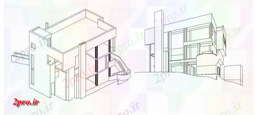 دانلود نقشه مسکونی ، ویلایی ، آپارتمان ایزومتریک جزئیات مدل ارتقاء از سه دان خانه مدرن 9 در 15 متر (کد114116)