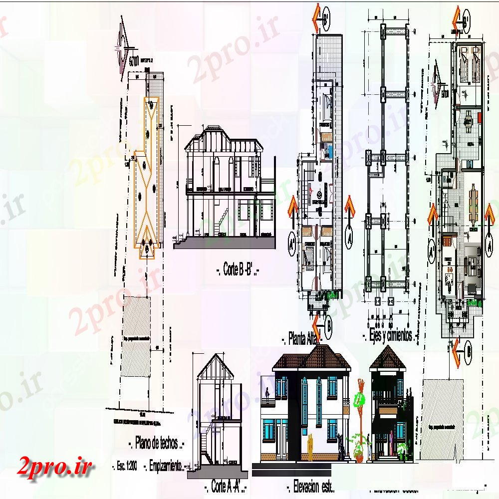 دانلود نقشه مسکونی ، ویلایی ، آپارتمان منطقه مسکونی خانواده 9 در 17 متر (کد114153)