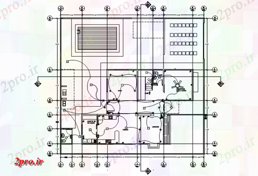 دانلود نقشه برق کشی ، اتصالات طرحی طبقه دوم نصب و راه اندازی الکتریکی از خانه 21 در 22 متر (کد114175)