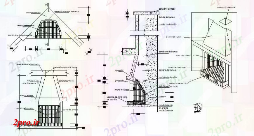 دانلود نقشه طراحی جزئیات ساختار طراحی جزئیات نما بلوک ساختاری و بخش (کد114189)