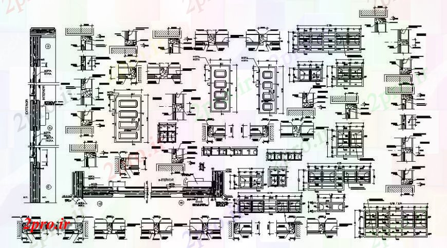 دانلود نقشه جزئیات طراحی در و پنجره  نما درب طراحی جزئیات  دو بعدی    اتوکد (کد114192)