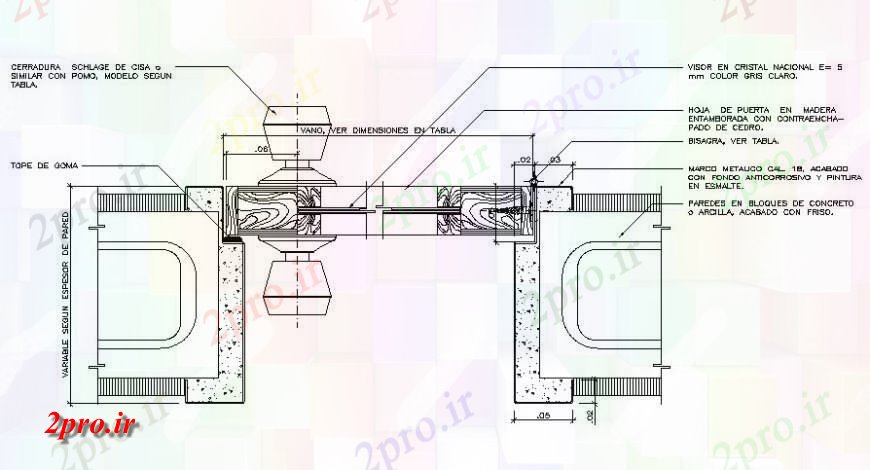 دانلود نقشه جزئیات طراحی در و پنجره    دو بعدی  درب واحد مقطعی   (کد114201)