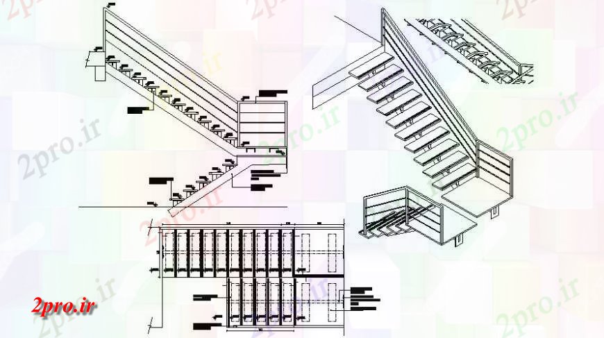دانلود نقشه جزئیات پله و راه پله   طرحی ساخت و ساز راه پله و نما  (کد114202)