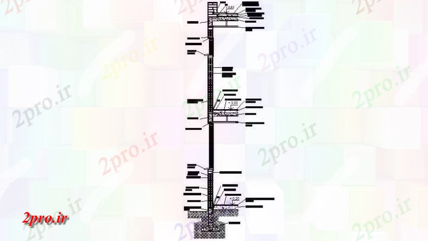 دانلود نقشه جزئیات ساخت و ساز جزئیات ساخت و ساز دو بعدی  از طراحی بخش دیوار در  اتوکد (کد114209)