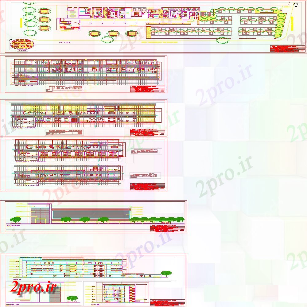 دانلود نقشه بیمارستان - درمانگاه - کلینیک نما بیمارستان در اتوکد 23 در 72 متر (کد114212)