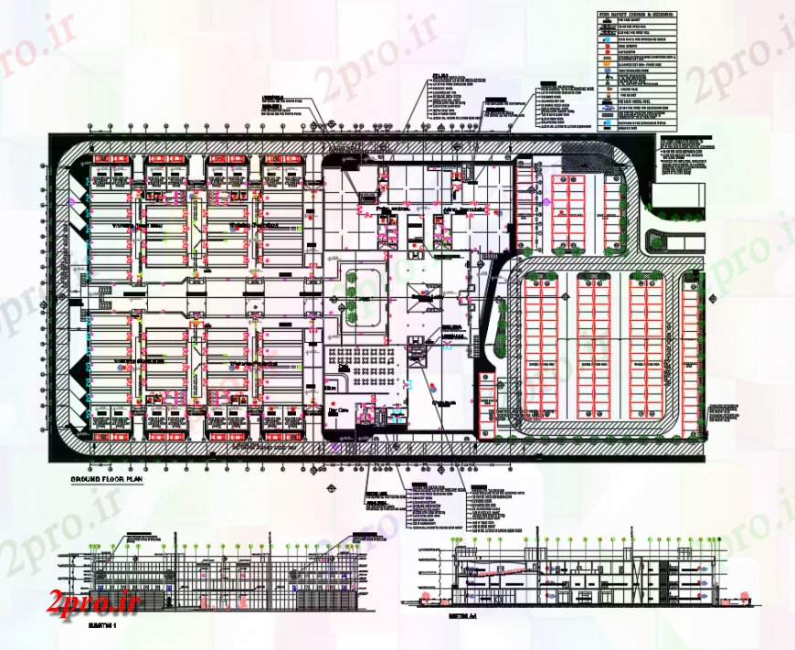 دانلود نقشه کارخانه صنعتی  ، کارگاه شبکه برنامه خانه و نمای جزئیات با ماشین آلات طراحی (کد114225)