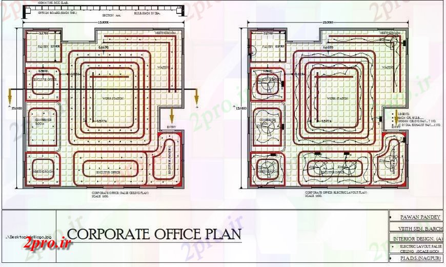 دانلود نقشه طراحی داخلی طراحی برق از یک دفتر (کد114250)