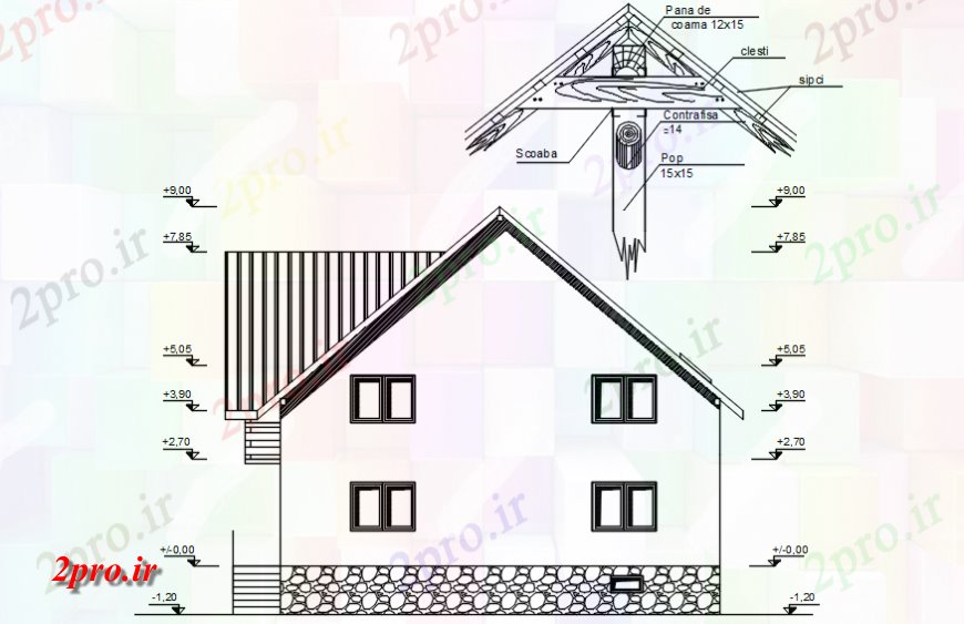 دانلود نقشه مسکونی ، ویلایی ، آپارتمان بخشی از منطقه مسکونی 11 در 12 متر (کد114256)