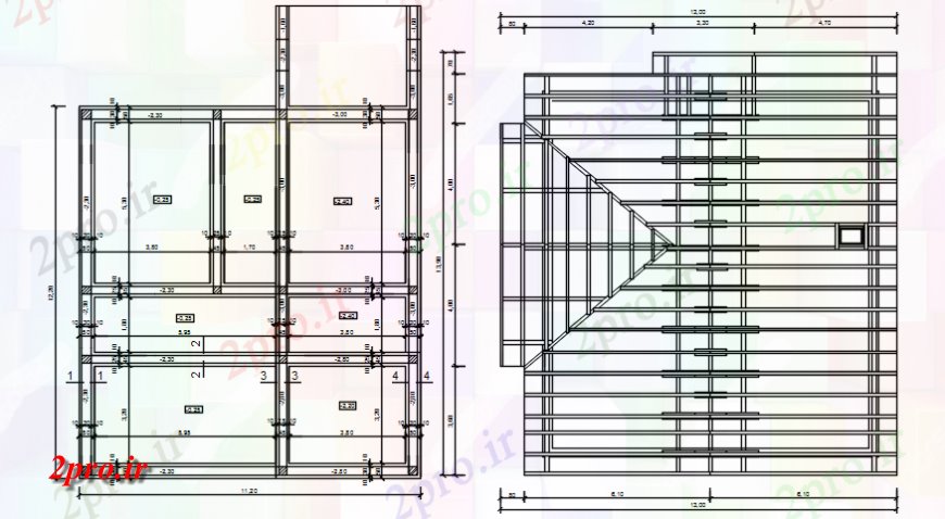 دانلود نقشه طراحی اتوکد پایه طرحی بنیاد خانه با  ستون  (کد114269)