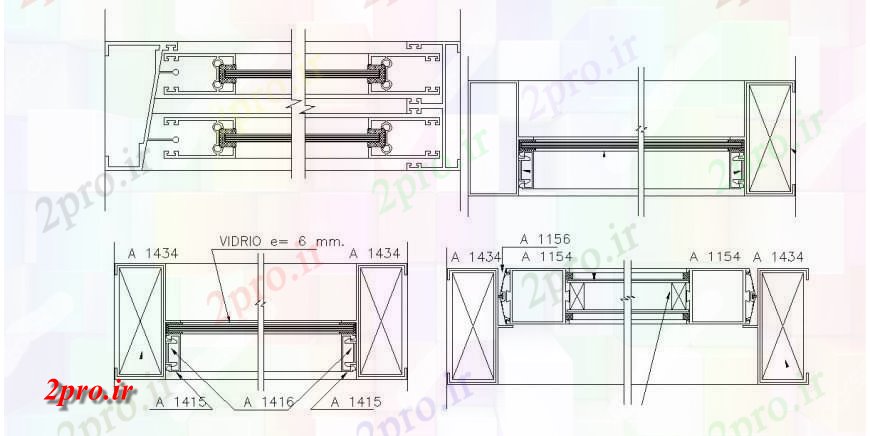 دانلود نقشه جزئیات طراحی در و پنجره  پنجره های آلومینیومی دهانه و نصب و راه اندازی  (کد114294)