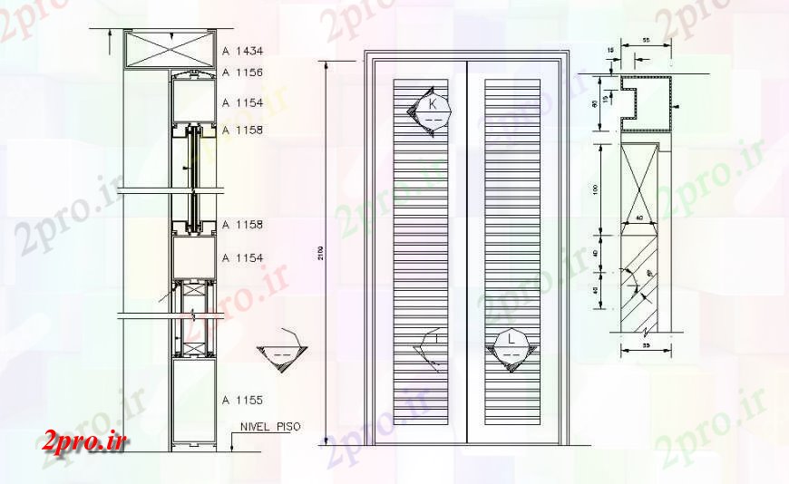 دانلود نقشه جزئیات طراحی در و پنجره  اصلی نما درب های چوبی و نصب و راه اندازی (کد114297)