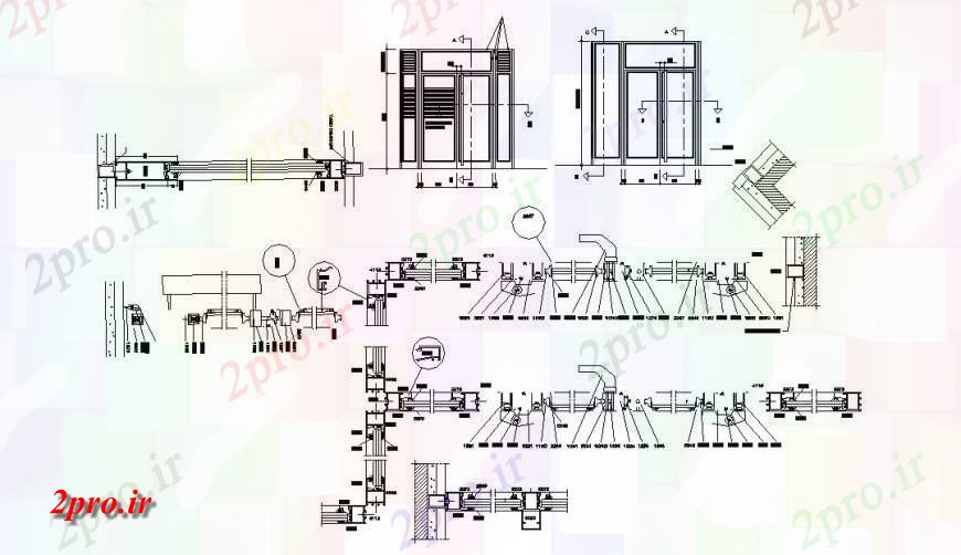 دانلود نقشه جزئیات طراحی در و پنجره  آلومینیوم نما درب، بخش نصب و راه اندازی و (کد114299)