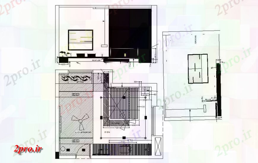 دانلود نقشه اتاق نشیمن ، حال ، پذیرایی بخش اتاق، طراحی، سقف و خودکار 5 در 7 متر (کد114325)
