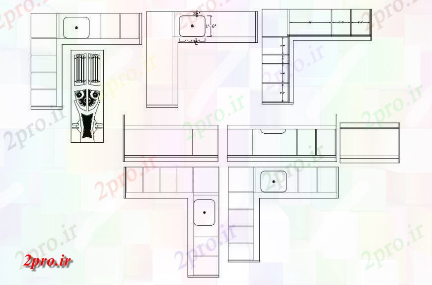 دانلود نقشه آشپزخانه آشپزخانه طراحی، طرحی سقف و خودکار  (کد114332)