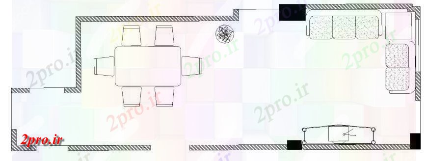 دانلود نقشه اتاق نشیمن ، حال ، پذیرایی اتاق نشیمن خانه طرحی معماری طرحی 3 در 9 متر (کد114333)