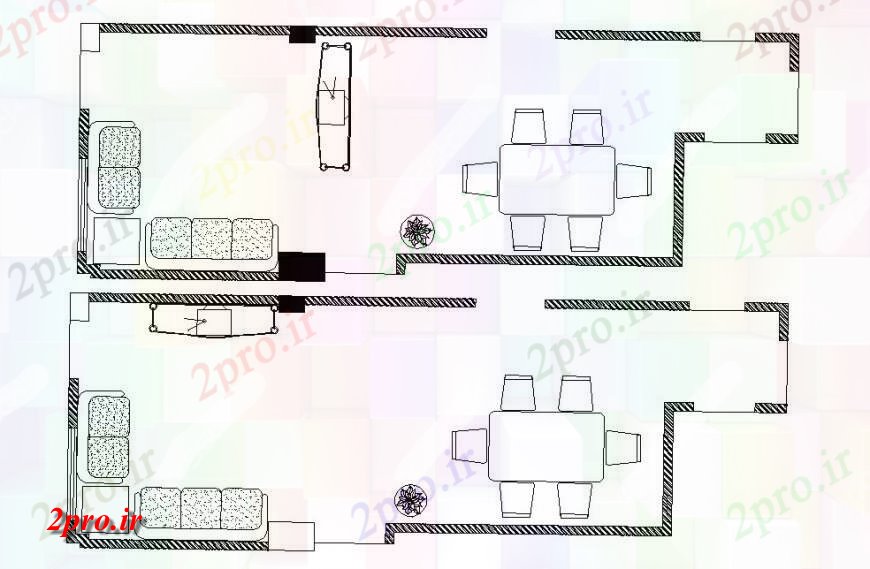 دانلود نقشه اتاق نشیمن ، حال ، پذیرایی جزئیات طراحی معماری اتاق از خانه خودکار 3 در 9 متر (کد114334)