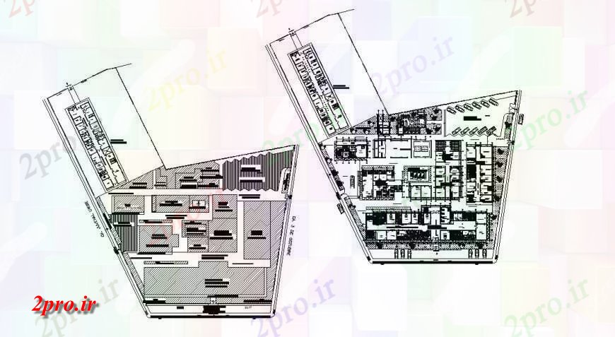 دانلود نقشه بیمارستان - درمانگاه - کلینیک زمین و اولین طرحی طبقه جزئیات طرحی از بیمارستان عمومی 66 در 85 متر (کد114400)