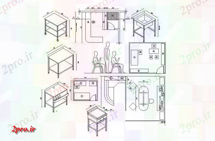 دانلود نقشه بلوک ، آرام ، نماد چرخ دستی، جدول و  های  (کد114418)