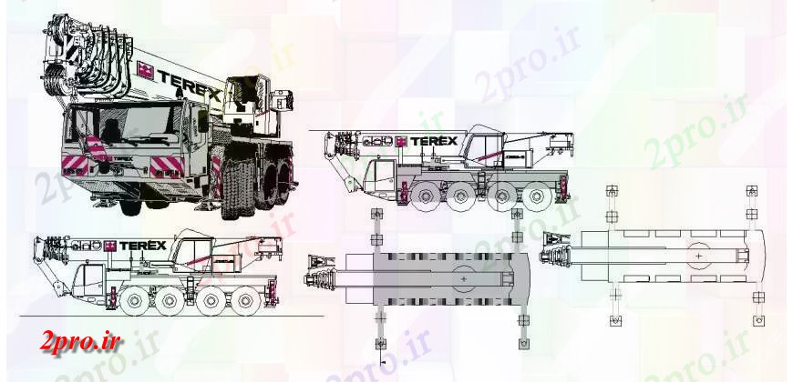 دانلود نقشه بلوک وسایل نقلیه Terrax نما سازنده وسیله نقلیه  سنگین، بخش و مدل  (کد114422)