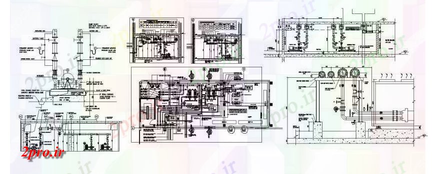 دانلود نقشه طراحی جزئیات ساختار سرد بخش اتاق پمپ آب، طرحی و پردازش لوله کشی جزئیات 9 در 25 متر (کد114432)
