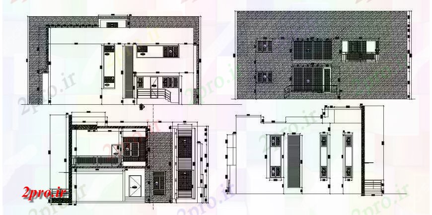 دانلود نقشه مسکونی ، ویلایی ، آپارتمان خانه مسکونی نما اصلی و تمام دو طرفه بخش سازنده طراحی جزئیات 13 در 19 متر (کد114451)