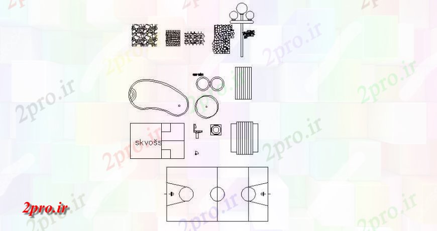 دانلود نقشه بلوک ، آرام ، نماد بلوک نما مخلوط خانگی چندگانه  (کد114467)