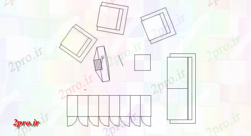 دانلود نقشه بلوک مبلمان خلاق بلوک مبلمان ساده  (کد114480)