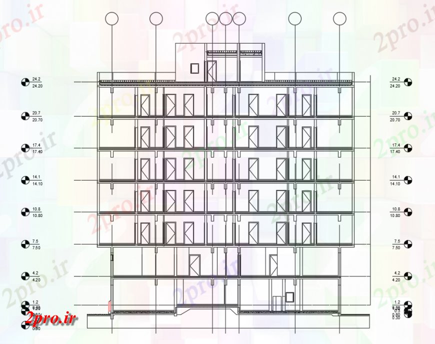 دانلود نقشه ساختمان اداری - تجاری - صنعتی شرکت ساختمانی جزئیات به طرف (کد114481)