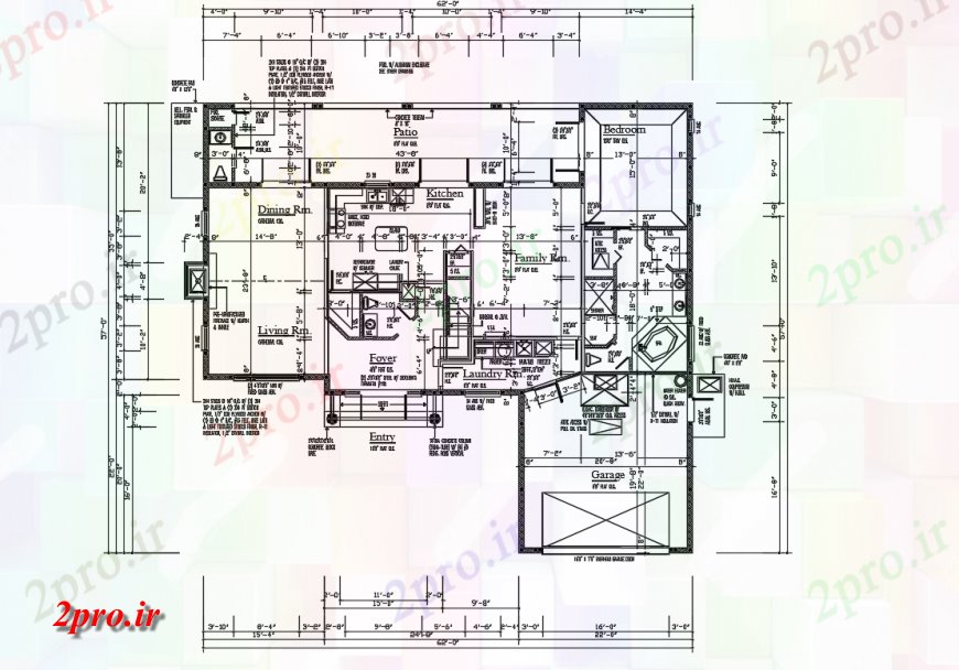 دانلود نقشه مسکونی ، ویلایی ، آپارتمان مدرن ویلایی دراز کردن جزئیات 16 در 18 متر (کد114483)