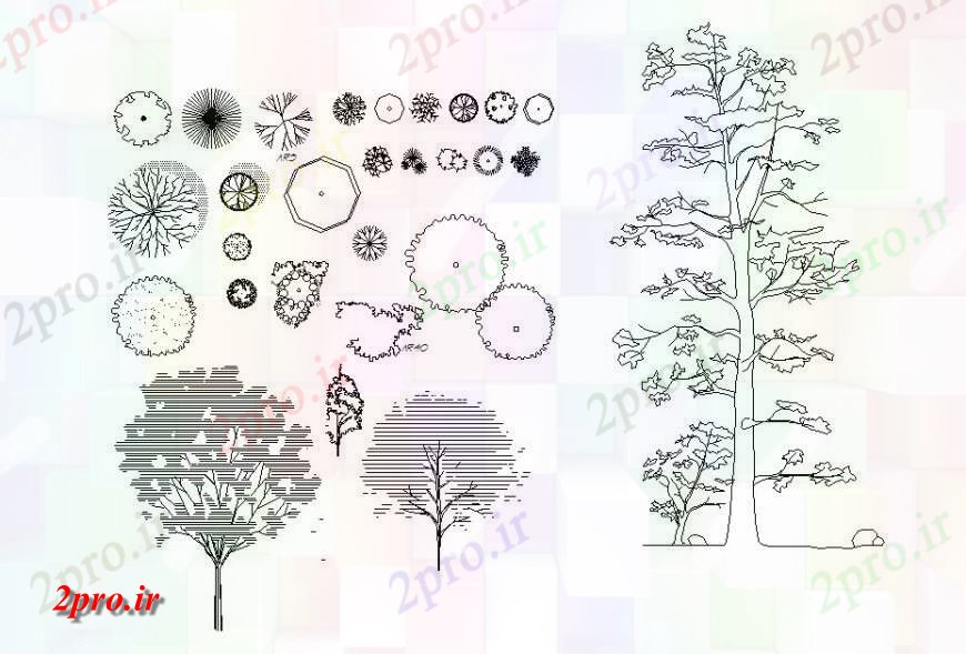 دانلود نقشه درختان و گیاهان درخت دیگر و کارخانه دو بعدی  بلوک نما  (کد114506)