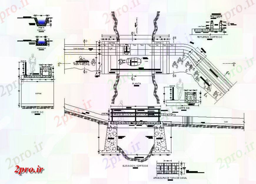 دانلود نقشه جزئیات ساخت پل پل مسیر جزئیات ساخت و ساز دو بعدی  (کد114554)