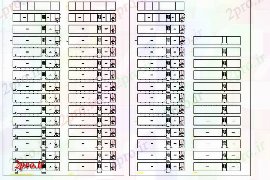 دانلود نقشه ساختمان اداری - تجاری - صنعتی مبلمان معماری جزئیات 6 در 30 متر (کد114568)