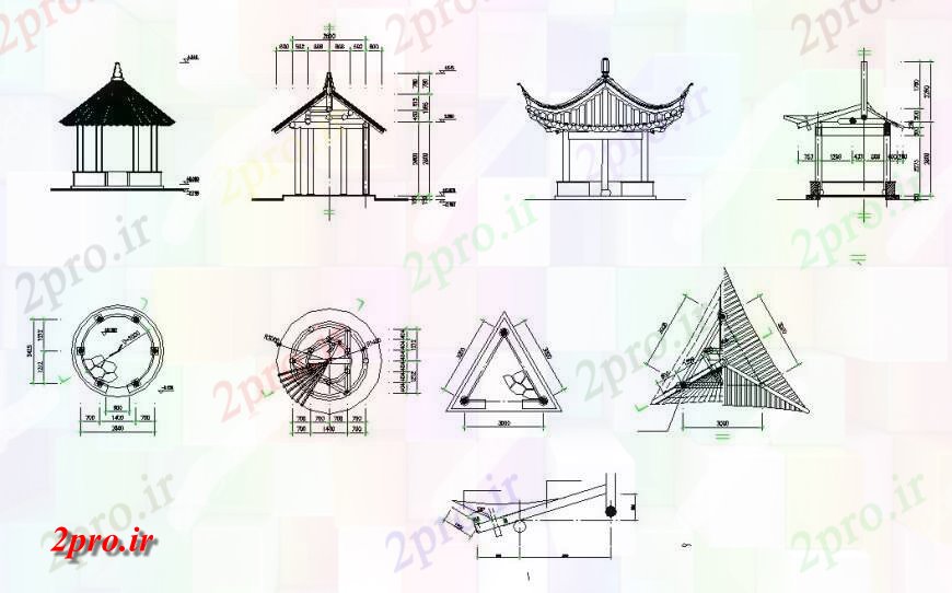 دانلود نقشه معماری معروف ایوان جزئیات معماری چینی (کد114570)