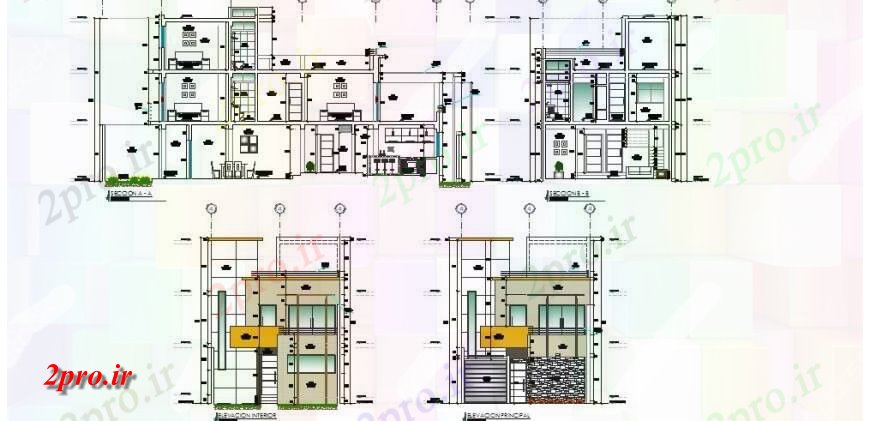 دانلود نقشه مسکونی  ، ویلایی ، آپارتمان  سه دان چند آشنا ساختن همه بخش طرفه  (کد114598)