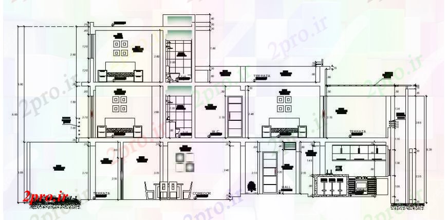 دانلود نقشه مسکونی  ، ویلایی ، آپارتمان  اصلی فرونتال جزئیات طراحی مقطعی آپارتمان   ساخت و ساز (کد114601)