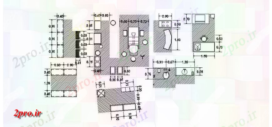 دانلود نقشه جزئیات و فضای داخلی شرکت  قطعات دفتر برنامه ریزی با مبلمان خودکار  (کد114608)