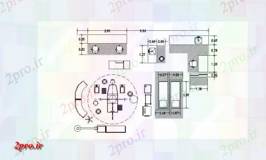 دانلود نقشه بیمارستان -  درمانگاه -  کلینیک دکتر، برنامة درمانگاه کوچک با مبلمان  (کد114610)