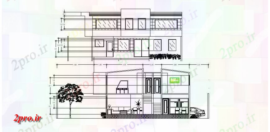 دانلود نقشه مسکونی  ، ویلایی ، آپارتمان  اصلی و بخش عقب کشی جزئیات دو دان خانه (کد114613)