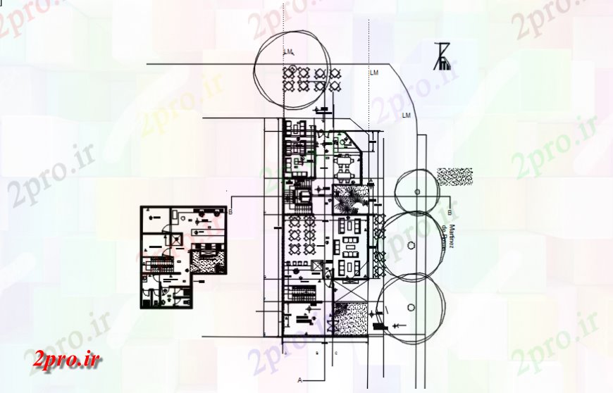 دانلود نقشه هتل - رستوران - اقامتگاه طرحی دو رستوران طبقه 10 در 25 متر (کد114662)