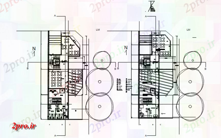 دانلود نقشه هتل - رستوران - اقامتگاه دو طرحی طبقه از هتل 10 در 25 متر (کد114665)