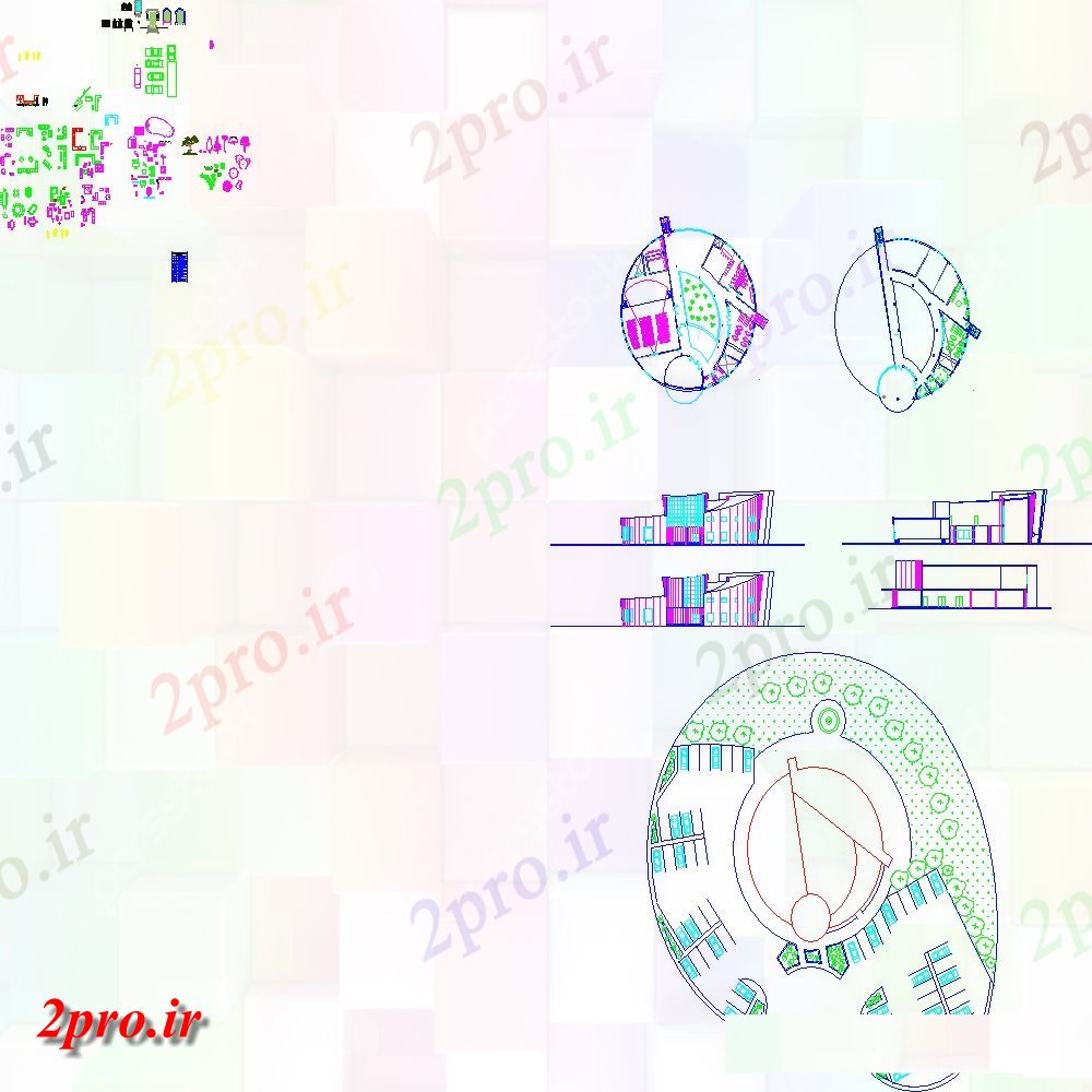 دانلود نقشه درختان و گیاهان درخت و گیاهی مختلف بلوک با جزئیات دیگر (کد114673)